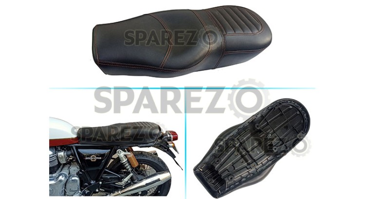 Royal Enfield Black Genuine Leather Dual Seat For GT Continental and Interceptor 650 - SPAREZO